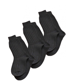 Kids Black Pure Wool Socks P3